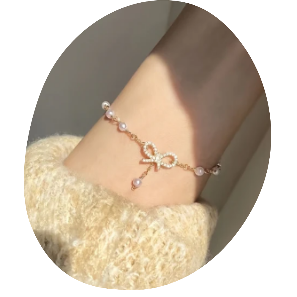 Elegant Butterfly Bow Bracelet with Faux Pearl Accents