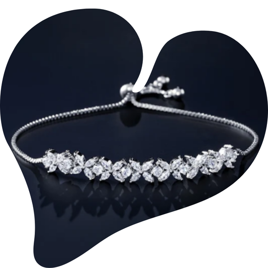 Elegant Classic Adjustable Bracelet with Sparkling Synthetic Zirconia