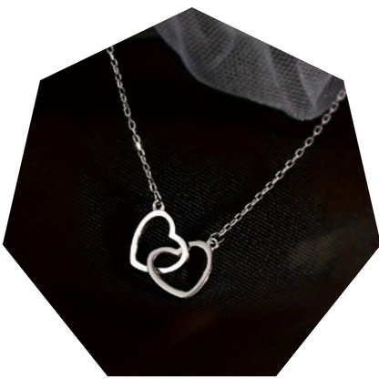 Sleek Sophistication, Elegant Double Heart Pendant