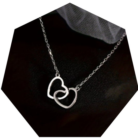 Sleek Sophistication, Elegant Double Heart Pendant